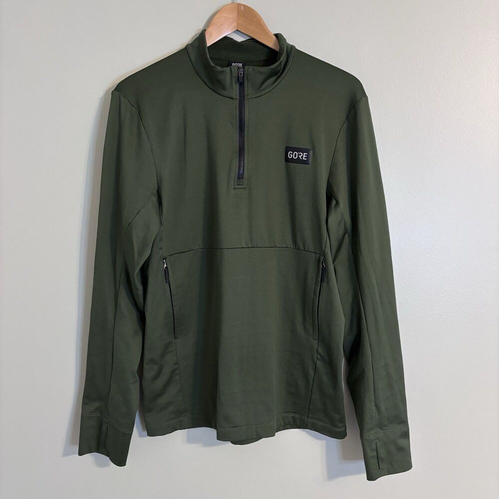 Gore Wear Everyday Thermo 1/4 Zip Running Top Men's Medium Green Outdoor Cycling